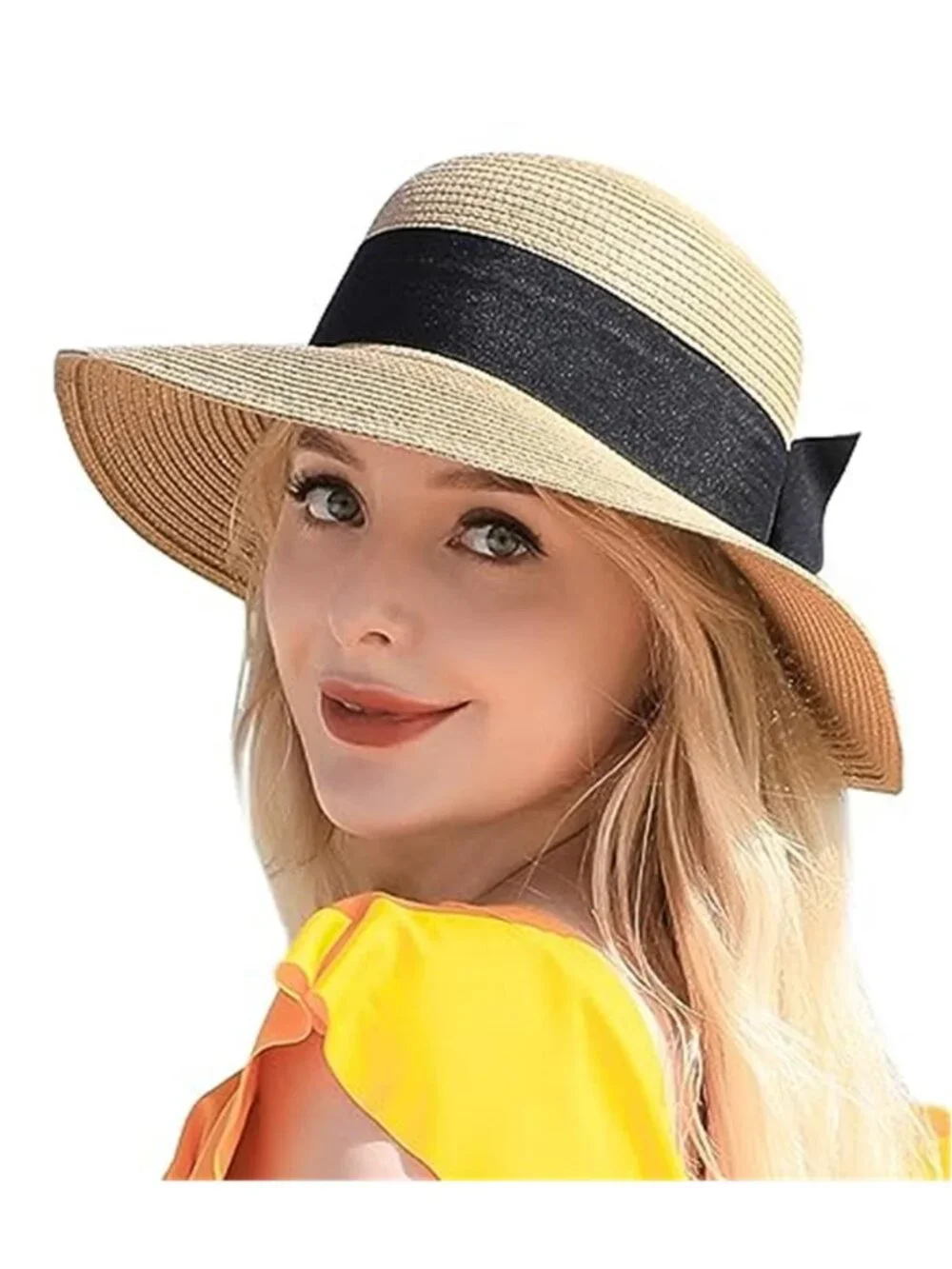 Beach Sun Straw Hats for Women UPF 50+ UV Sun Protection Wide Brim Summer